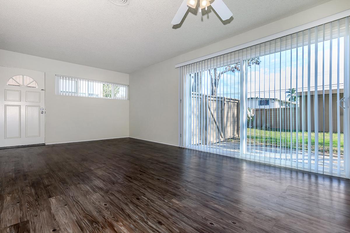 Living room with sliding glass doors