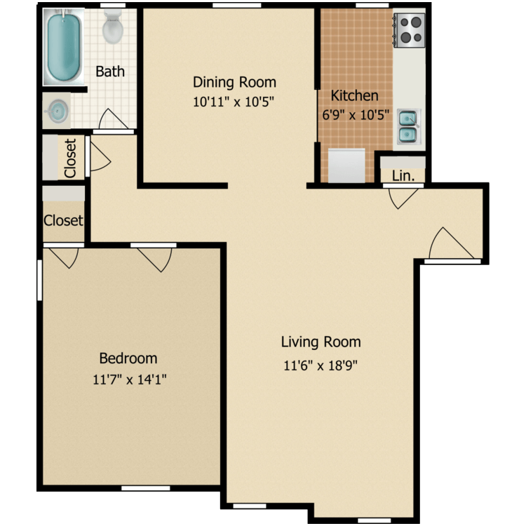 One Bedroom floor plan image