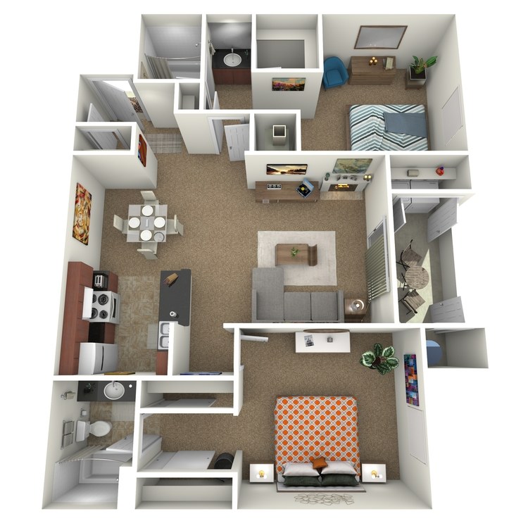 Floor plan image of 2 Bed 2 Bath A