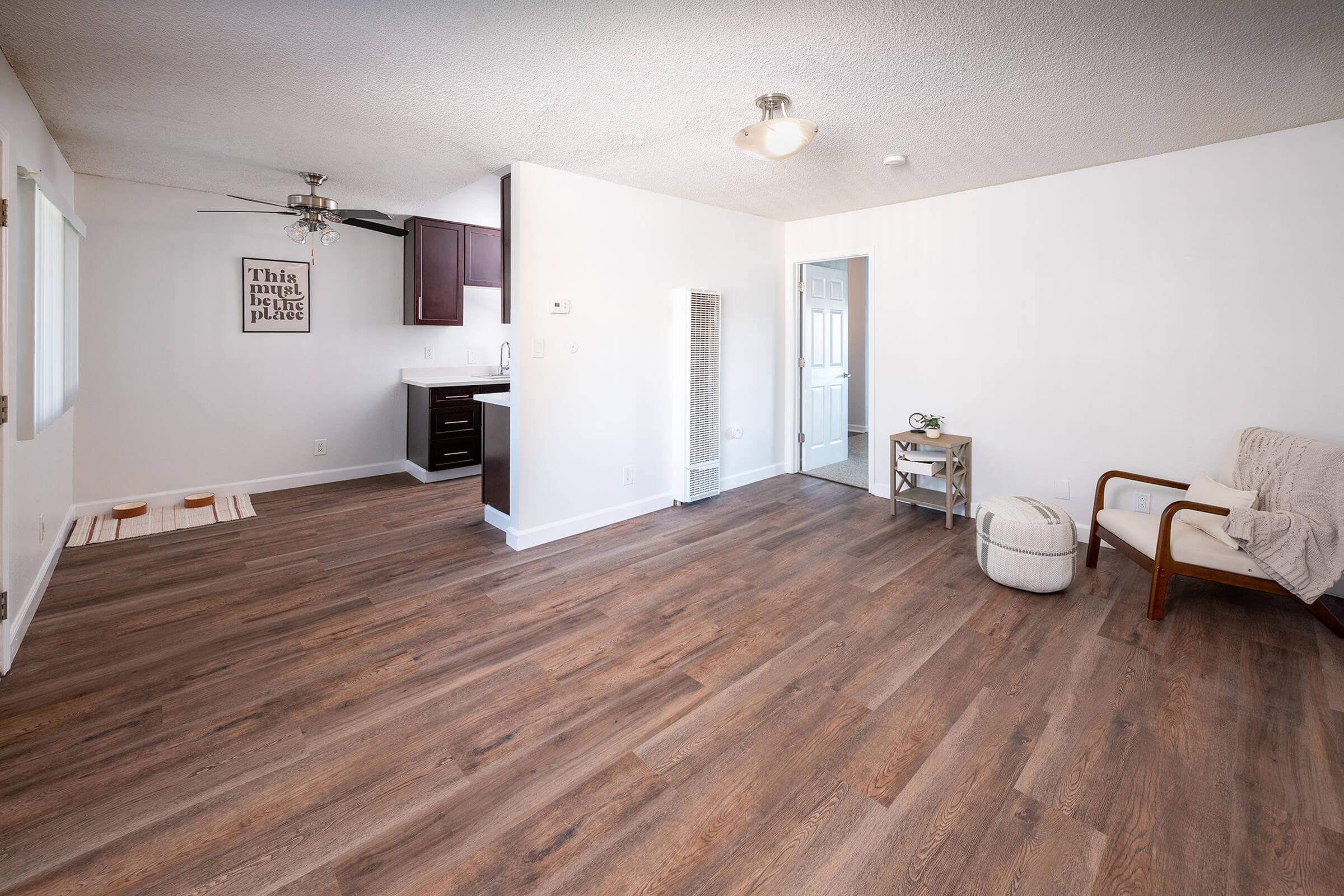 a room with a wood floor