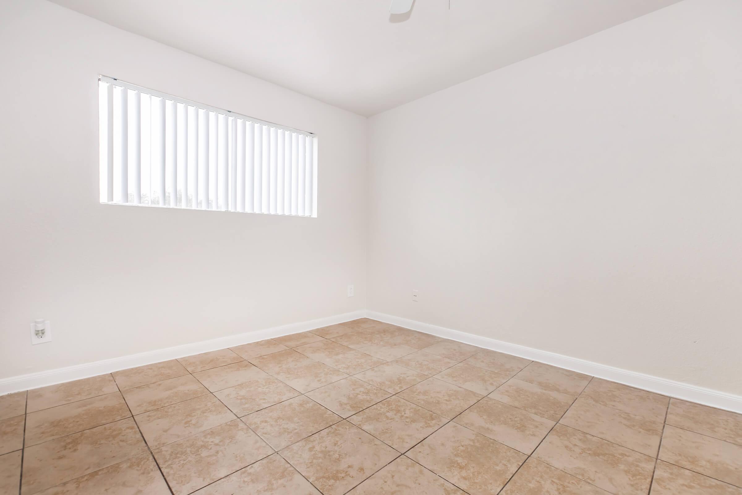 a room with a tile floor