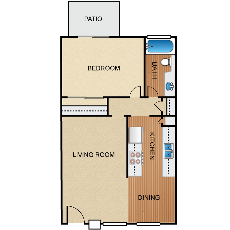 Floor plan image of 1 Bed 1 Bath
