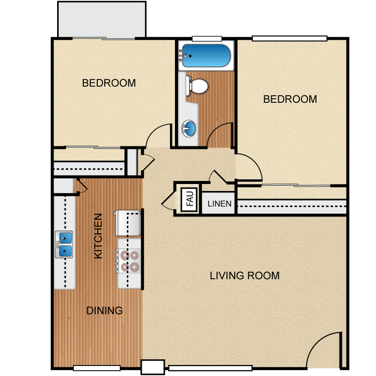 Floor plan image of 2 Bed 1 Bath