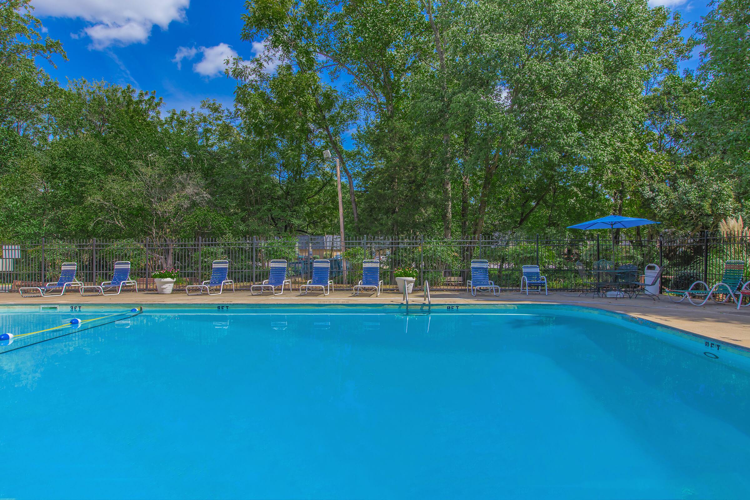 a blue pool of water