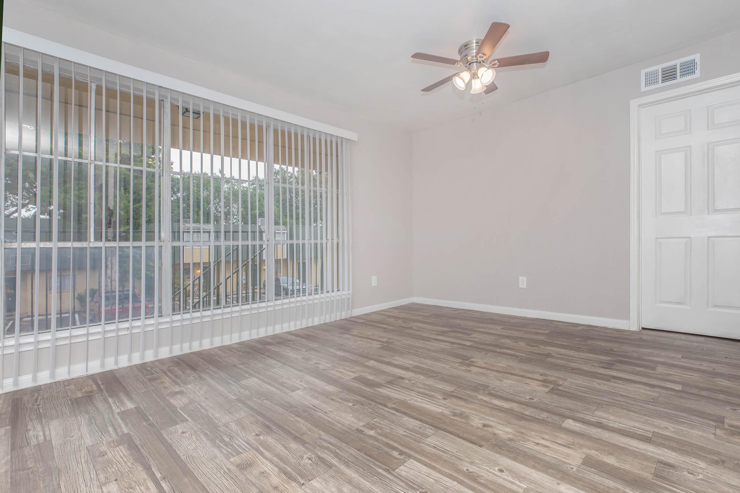 a room with a large window
