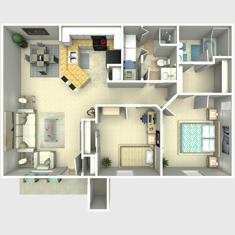 Floor plan image of 2 Bedroom / 2 Bath