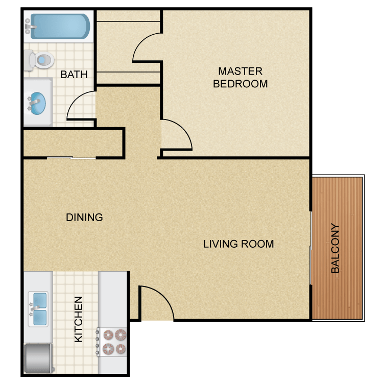 Floor plan image of 1 Bed 1 Bath