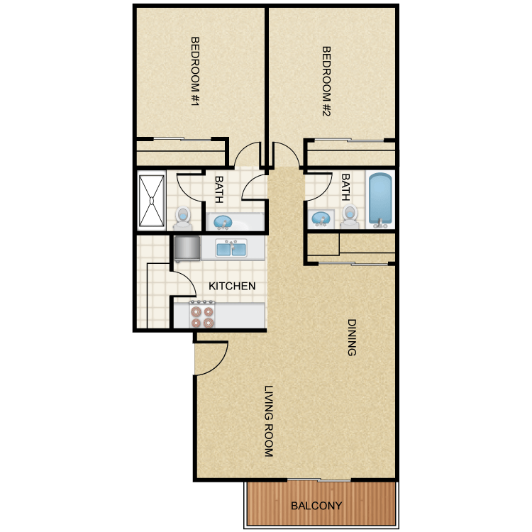 Floor plan image of 2 Bed 2 Bath