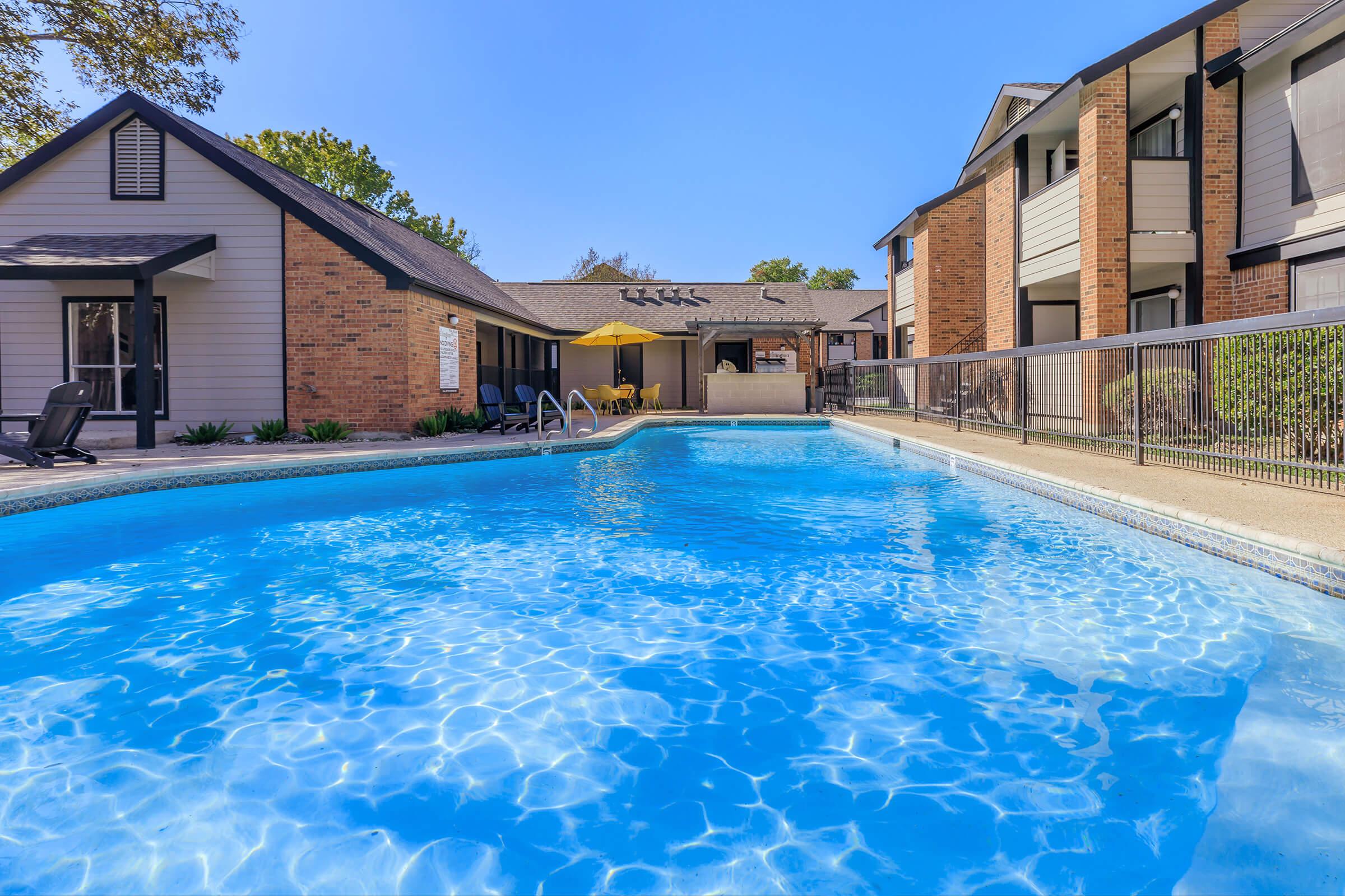 a house with a pool of water