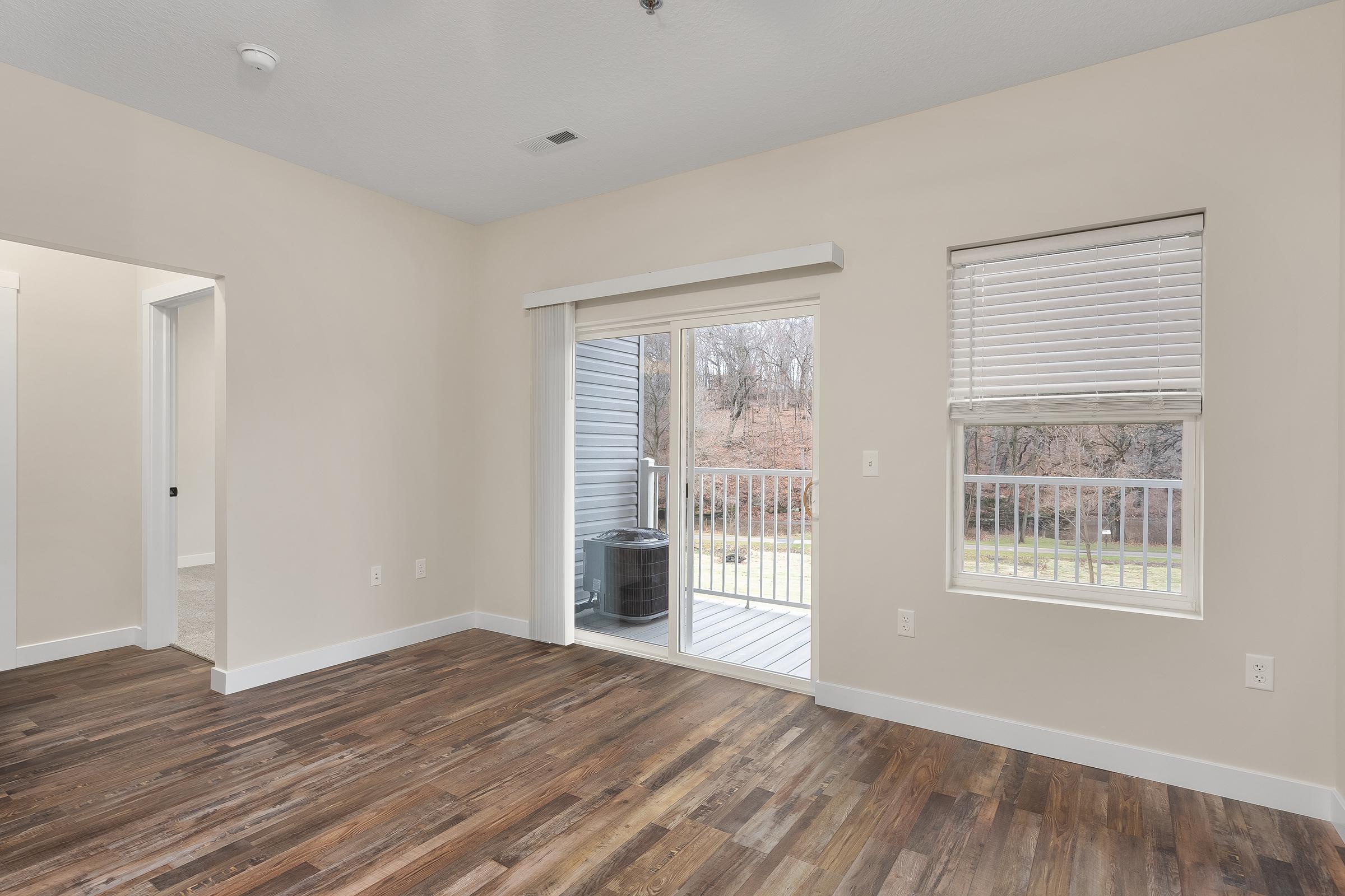 a room with a large window