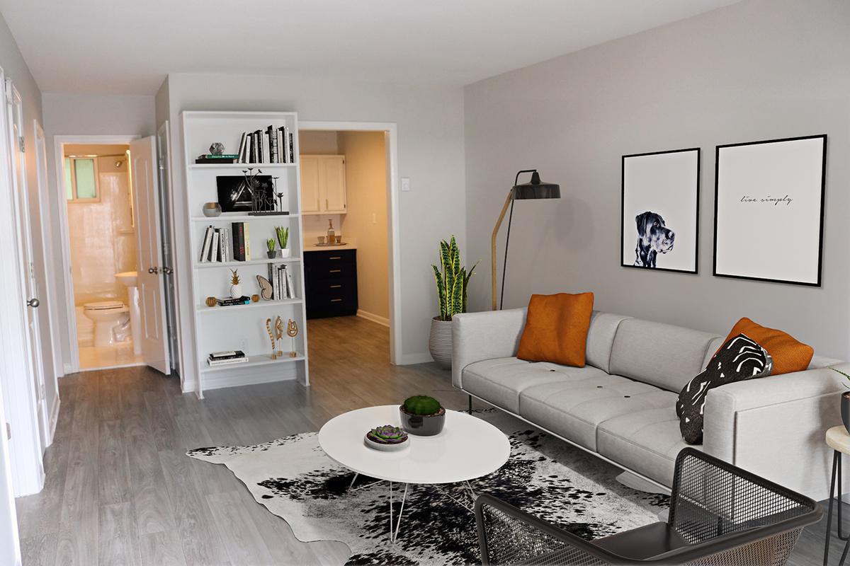 Living Room, Bathroom, and Kitchen at Alder Terrace in Murfreesboro, Tennessee