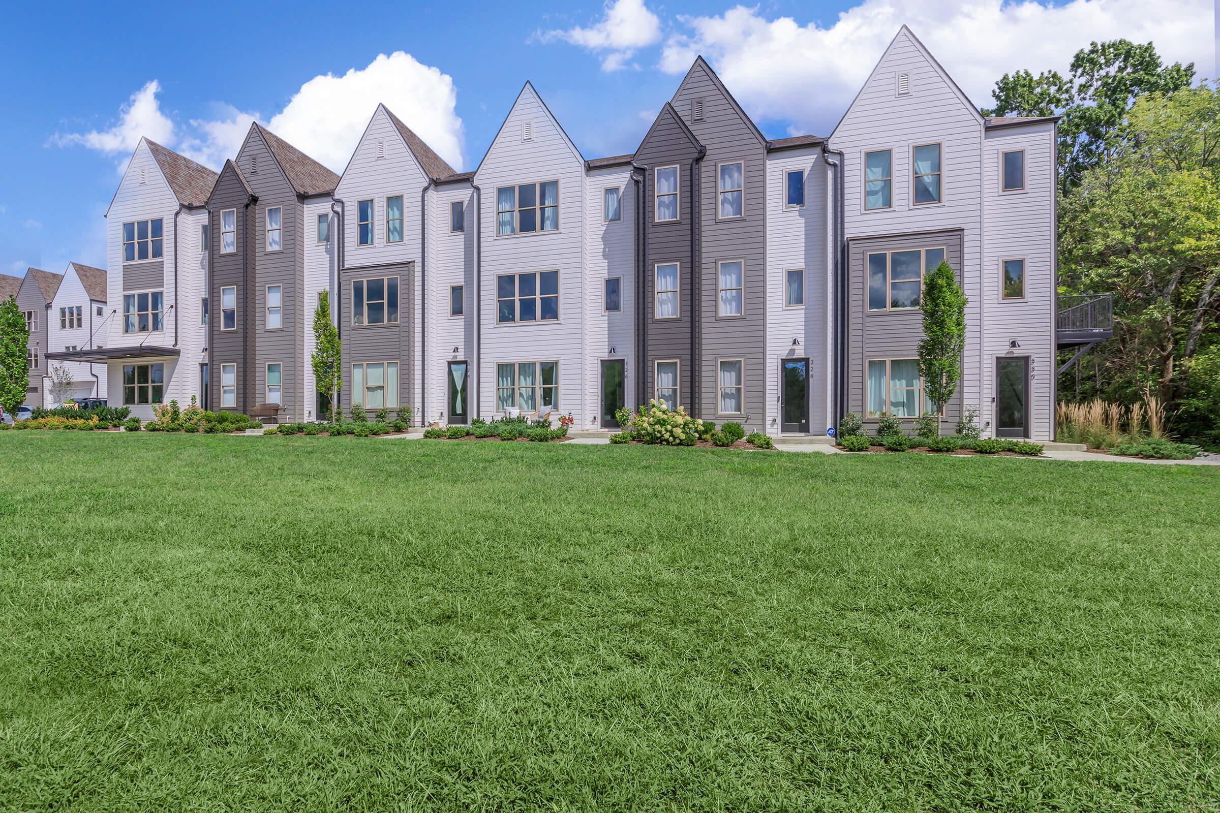 Exterior view of two and three bedroom townhomes at East End Village