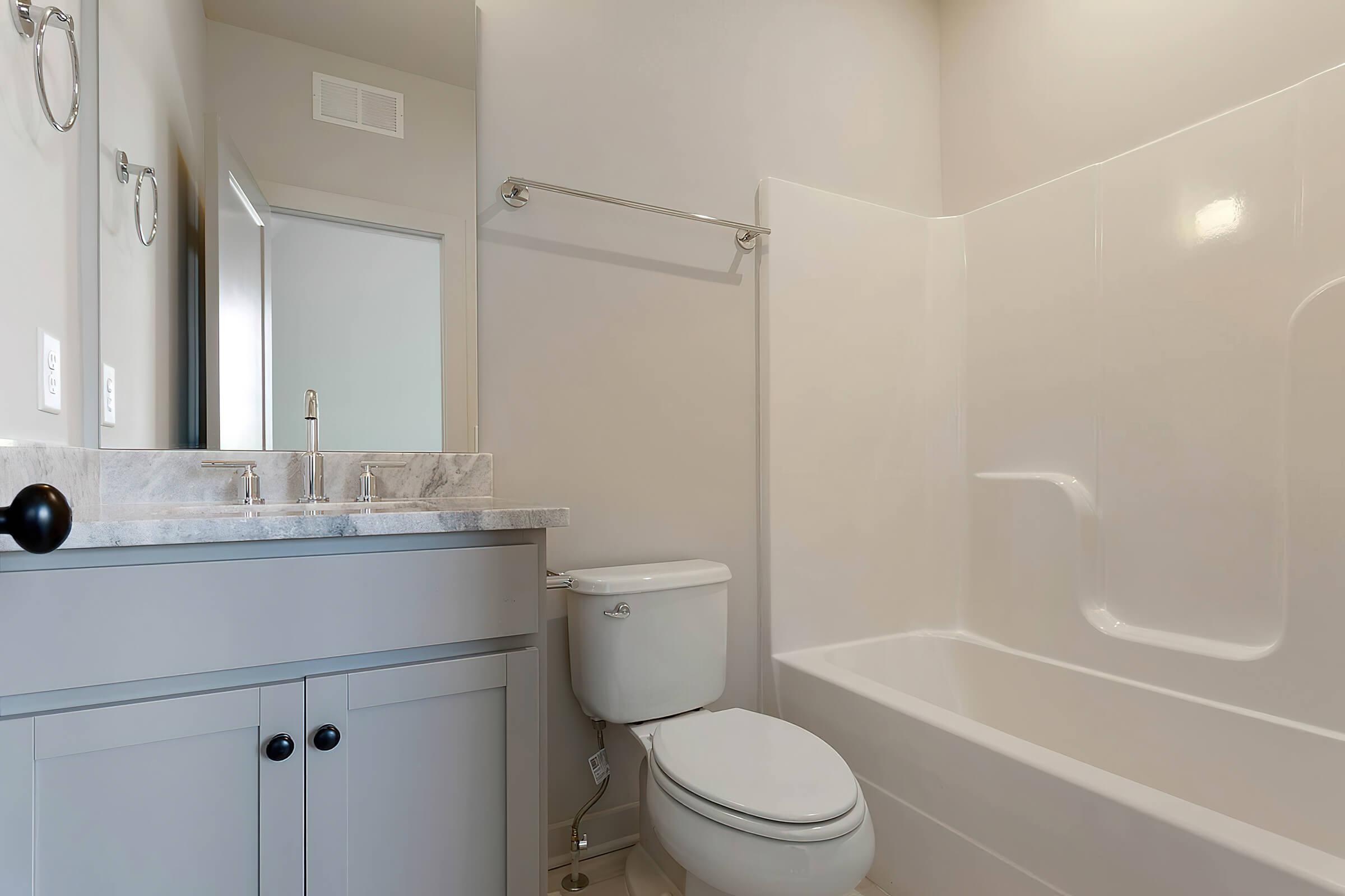 Modern bathroom with tub shower combo