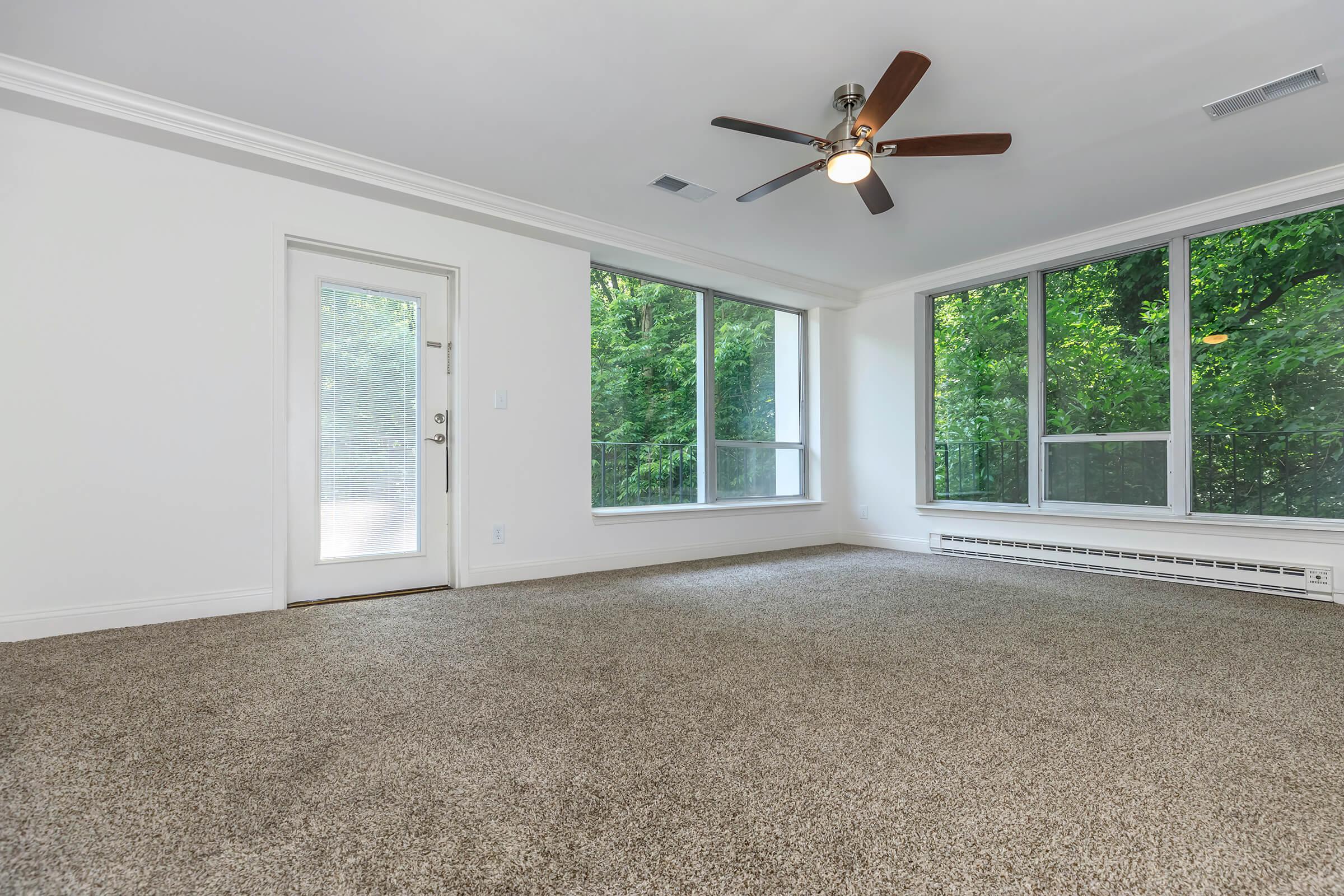 a living room with a large window