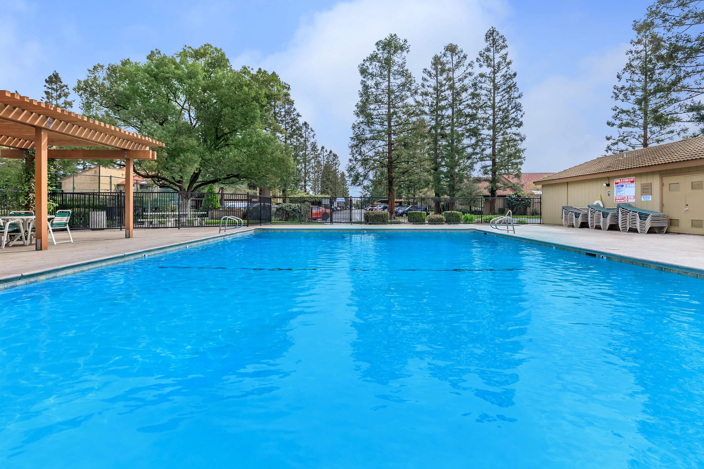 a blue pool of water