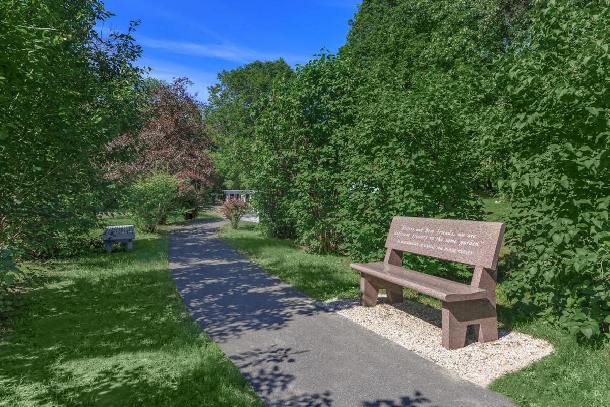 a wooden bench sitting in the middle of a park