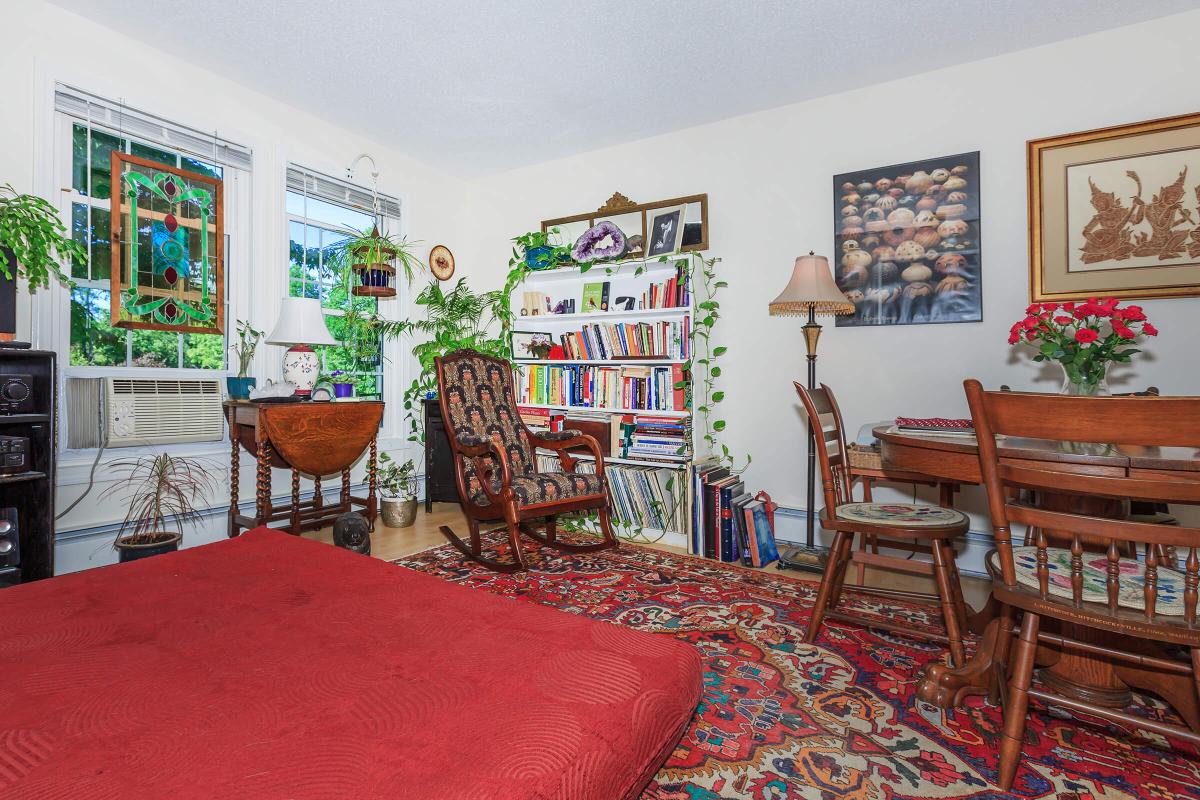 a living room filled with furniture and a rug