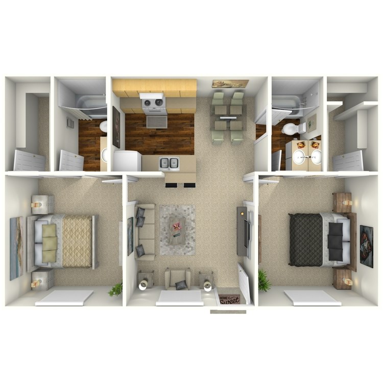 Floor plan image of 2 Bed 2 Bath A