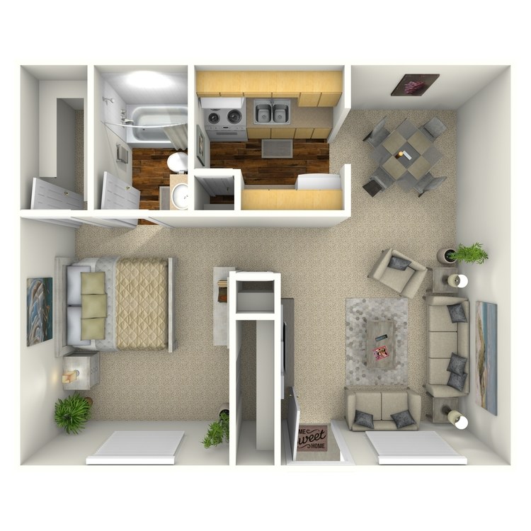 Floor plan image of 1 Bed 1 Bath A