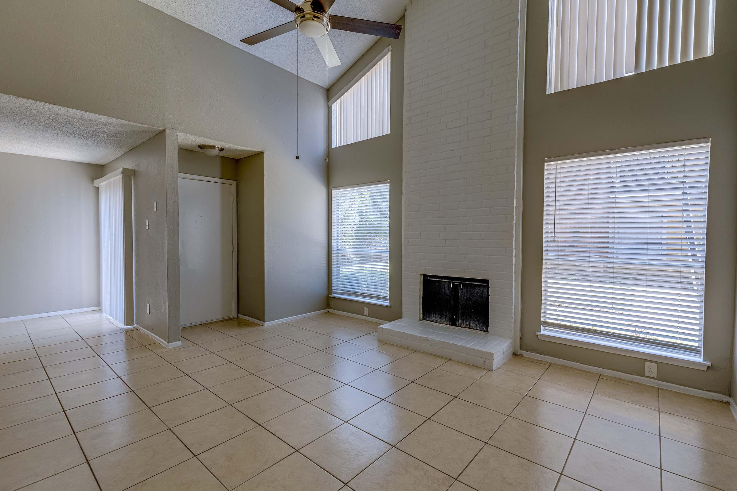 a room with a tiled floor