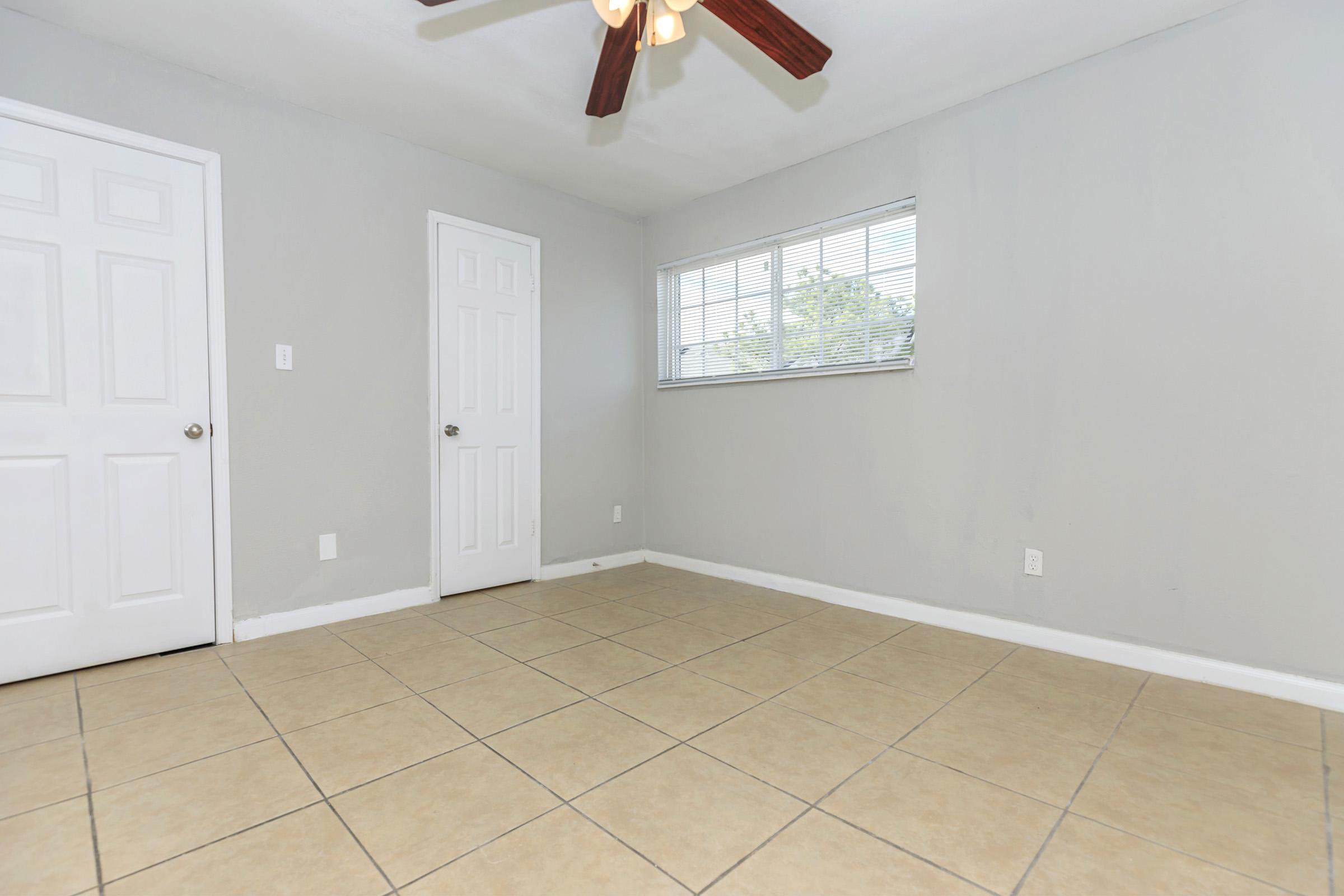 a room with a tiled floor