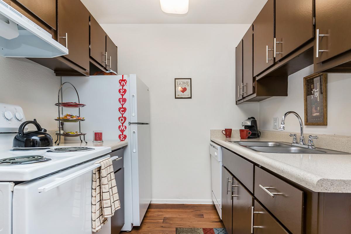 a kitchen with a stove sink and refrigerator