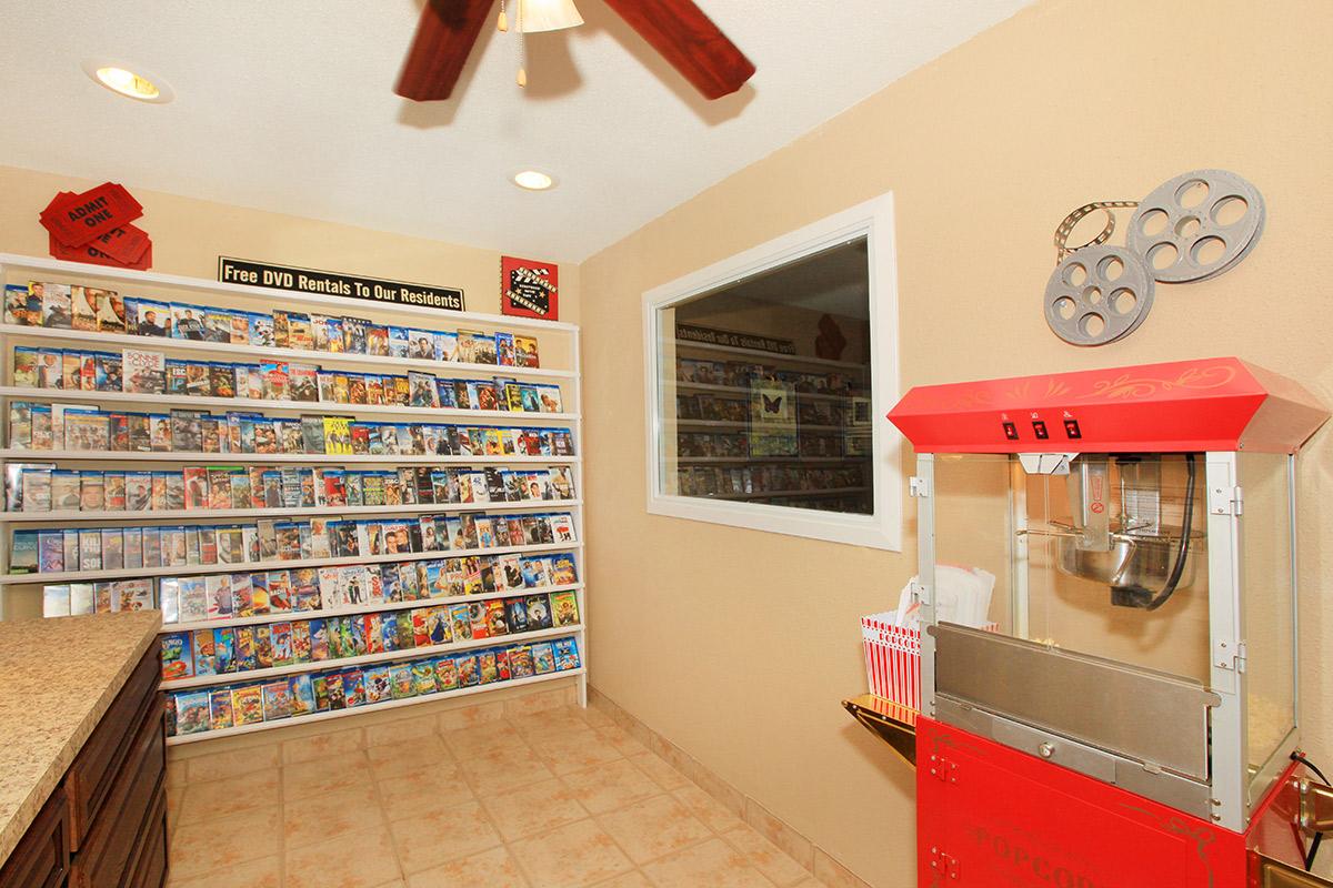 a red refrigerator in a room