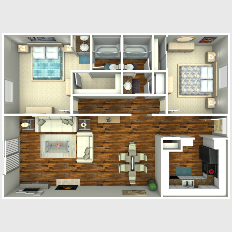 Floor plan image of 2 Bed 2 Bath