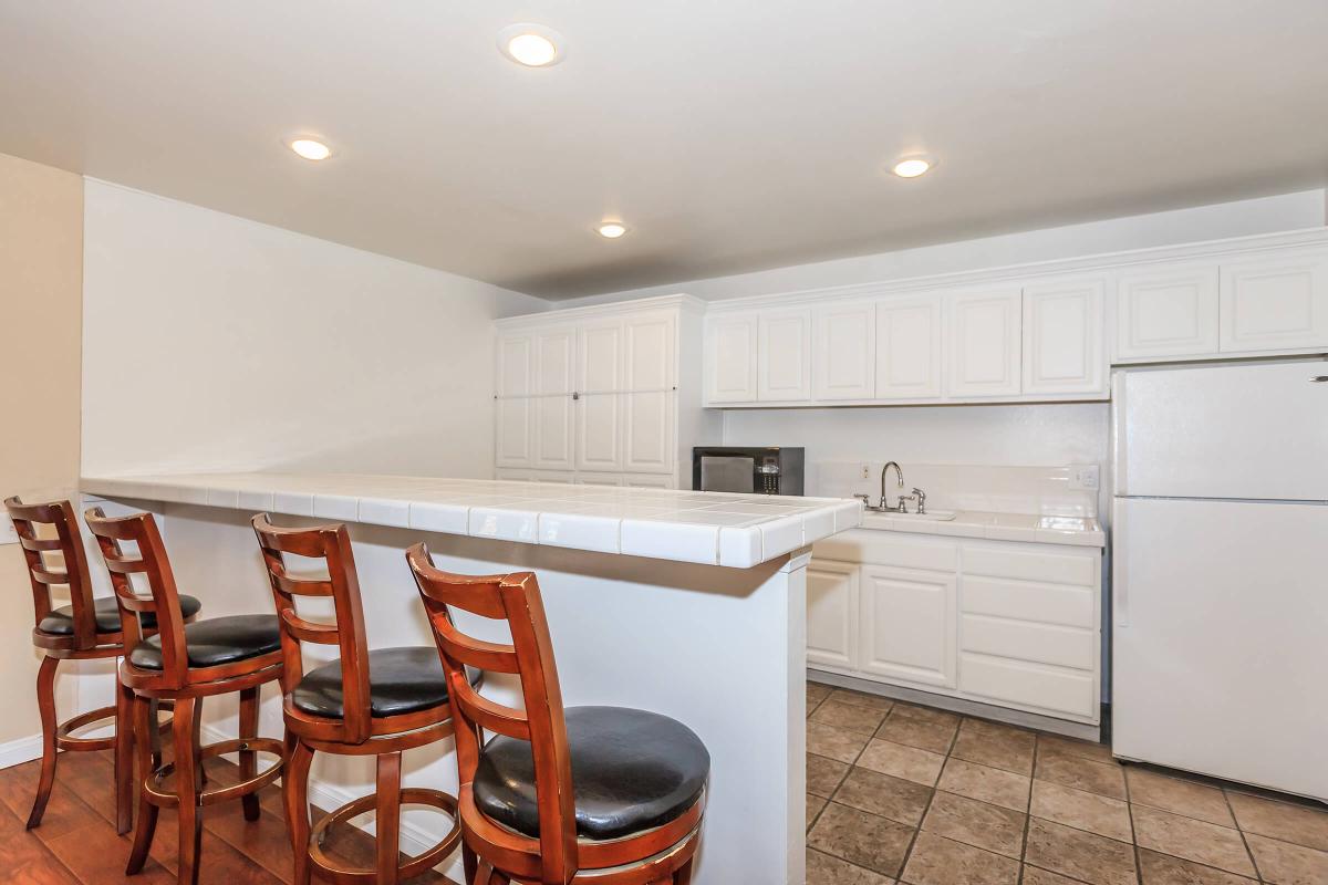 a kitchen with a dining table