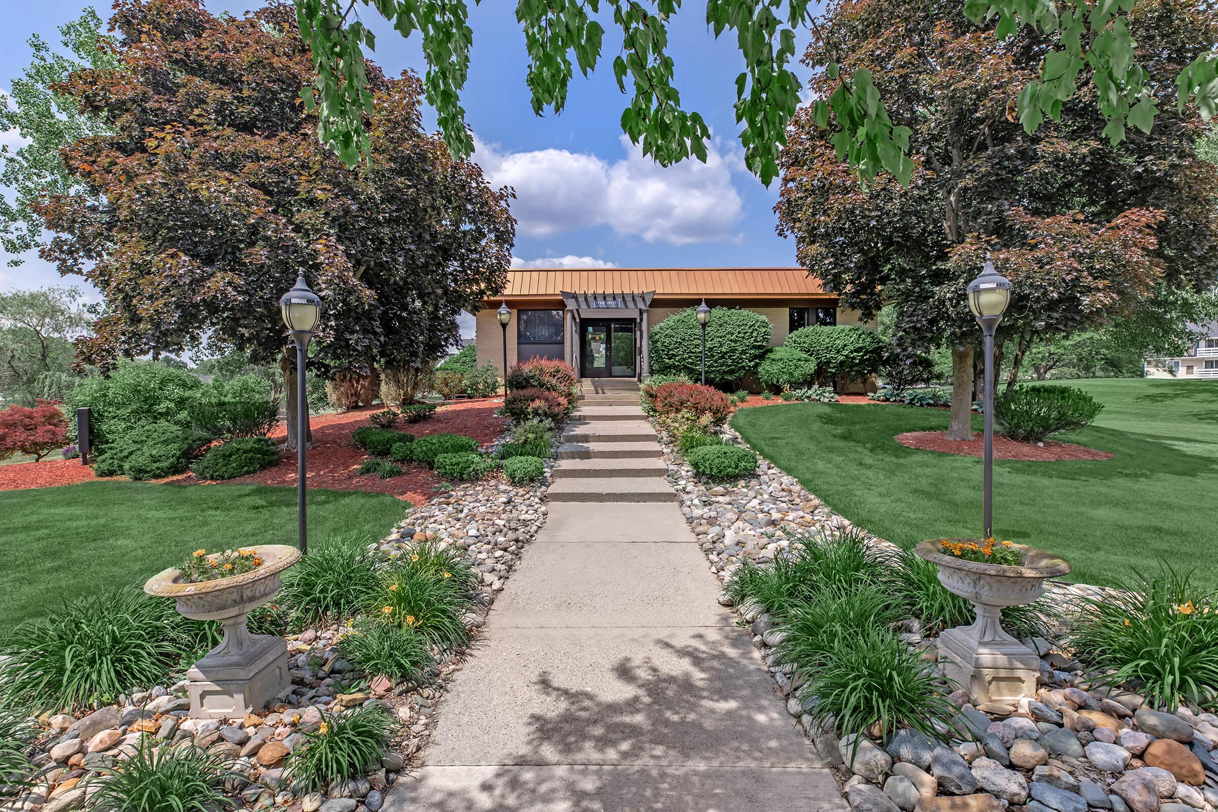 a garden in front of a house