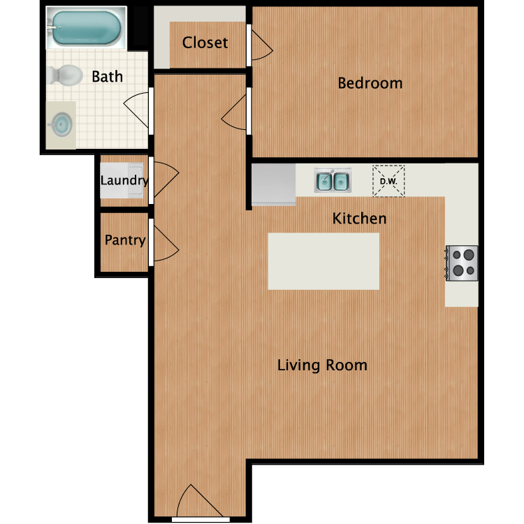 Floor plan image of 1 Bed 1 Bath