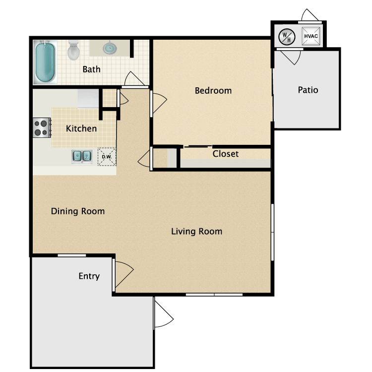 Floor plan image of 1x1