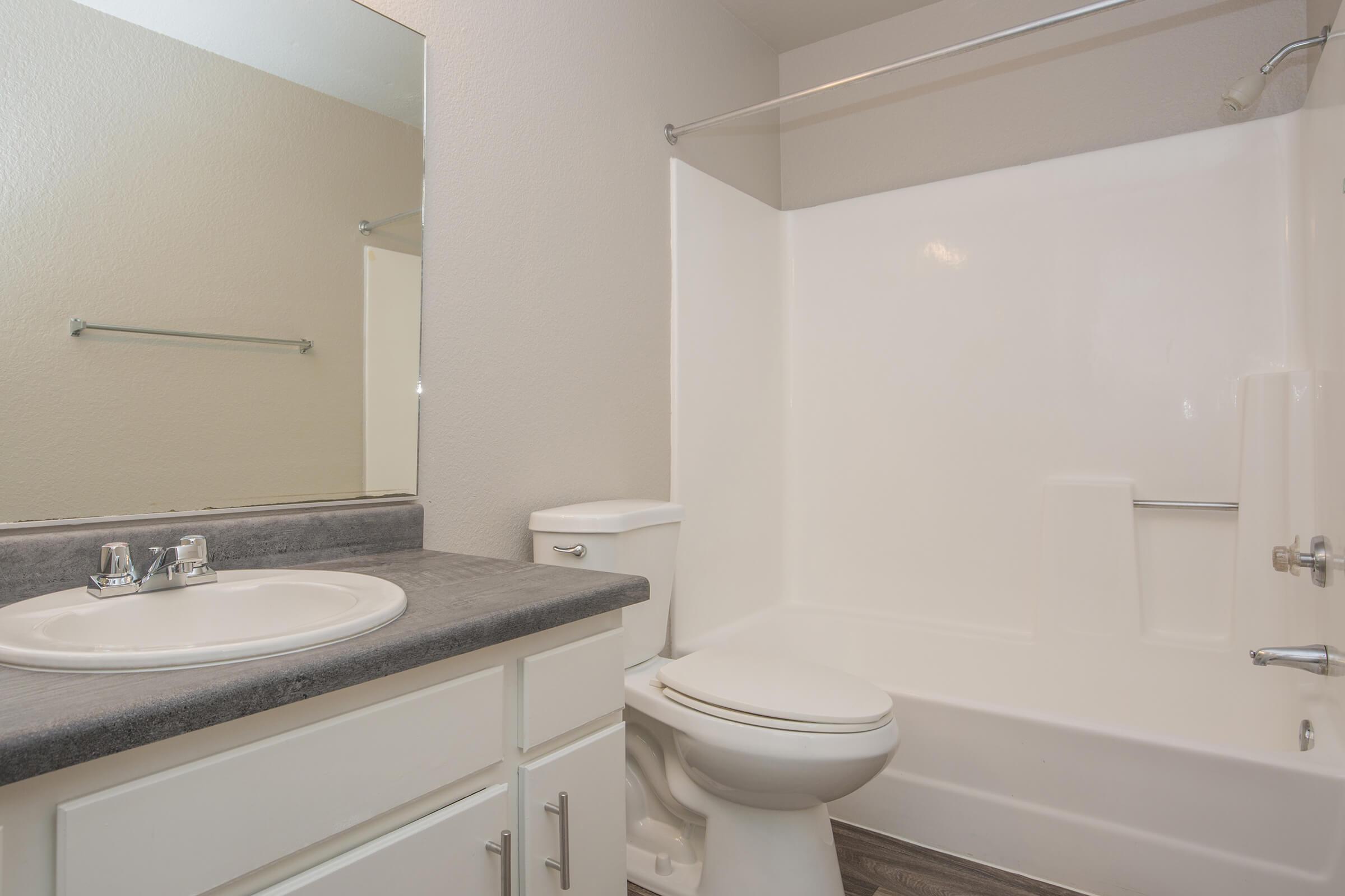 a white sink sitting under a mirror