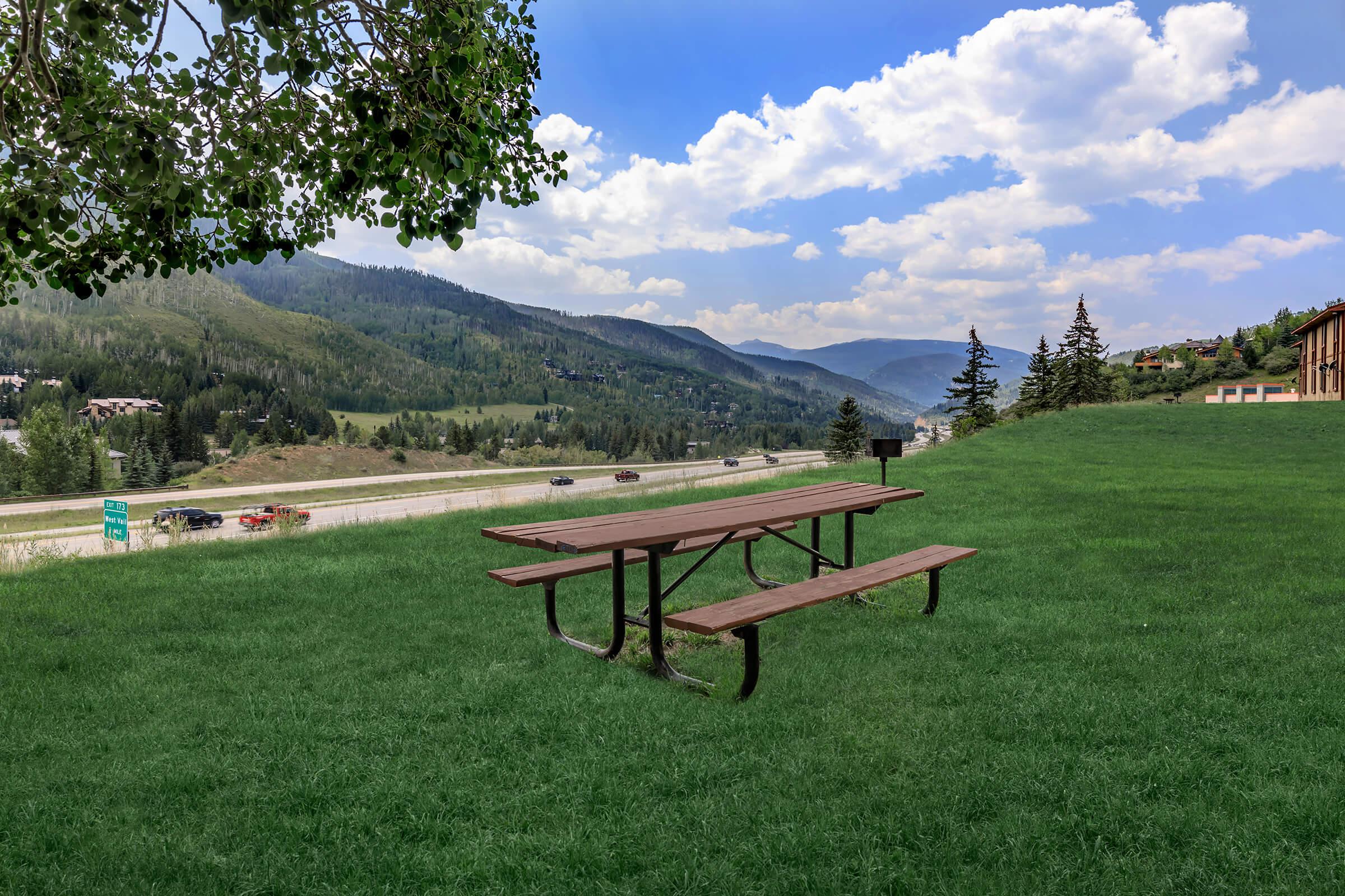 a view of a park bench