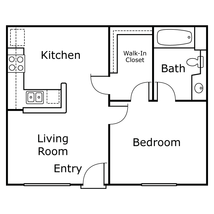 A 456 square foot apartment with a 1 bedroom 1 bathroom floor plan.