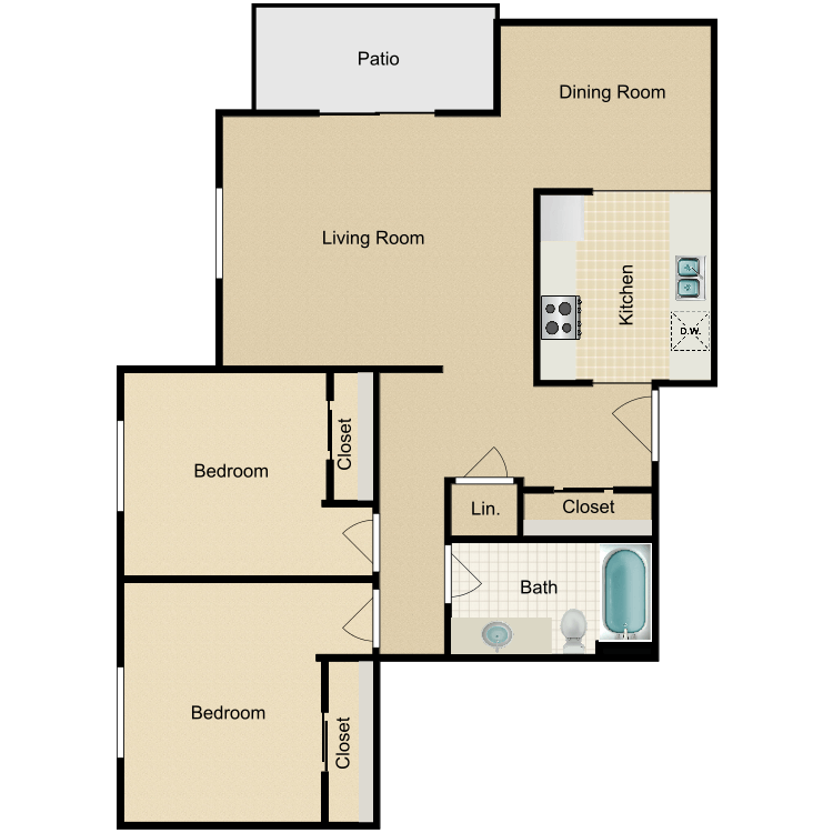 Floor plan image of 2 Bed 1 Bath A