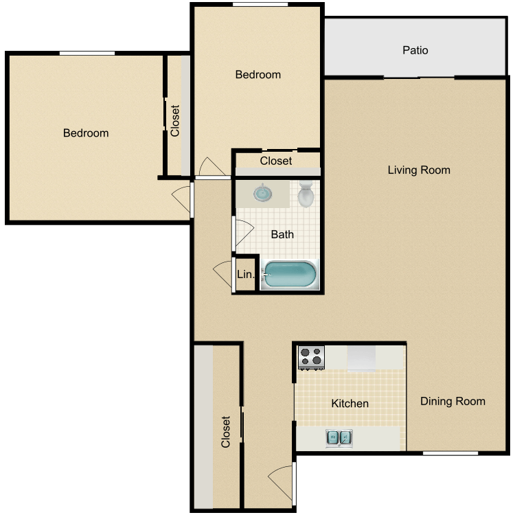 Floor plan image of 2 Bed 1 Bath B
