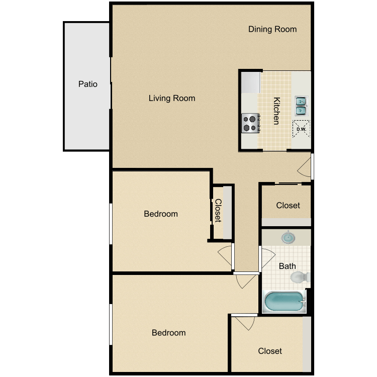 Floor plan image of 2 Bed 1 Bath C