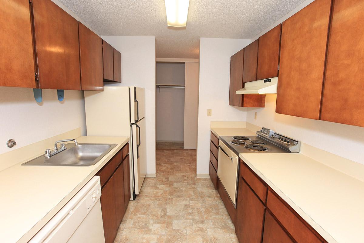 a kitchen with a stove sink and refrigerator