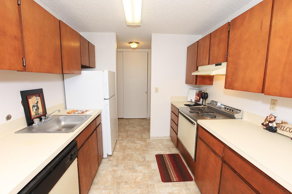 a kitchen with a stove sink and refrigerator