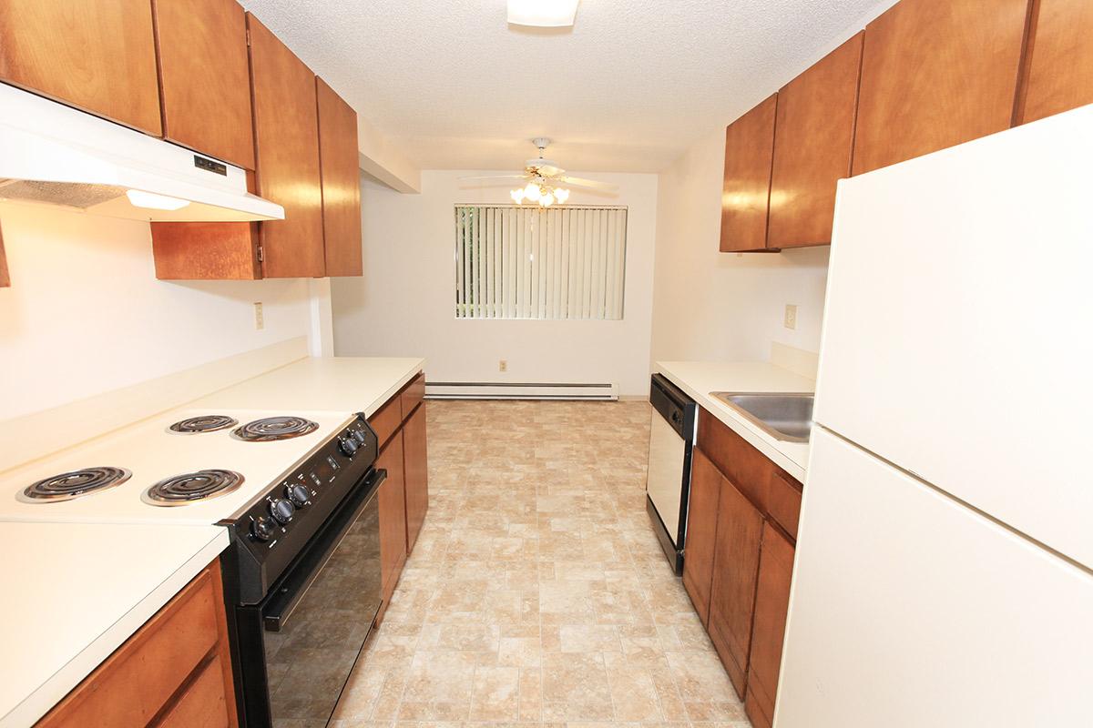 a kitchen with a stove and a refrigerator