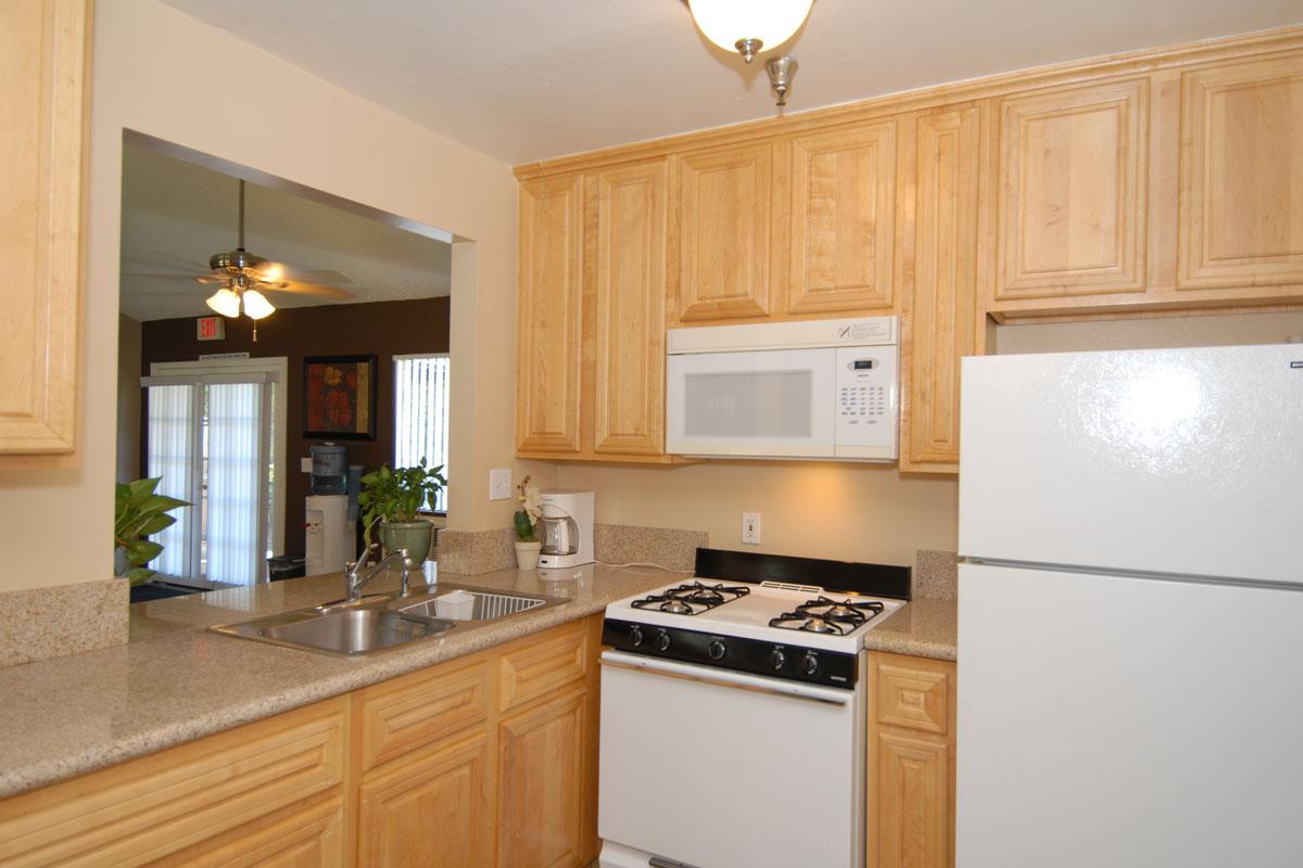 Kitchen with wooden cabinets