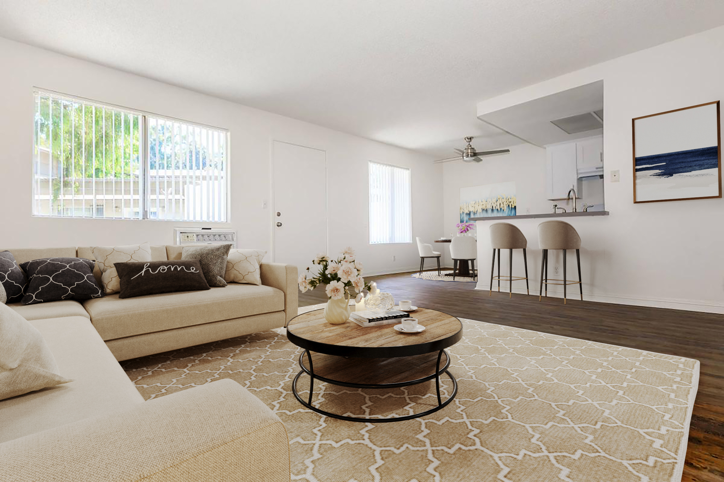 * Photos have been virtually staged for illustrative purposes. The furnishings, décor, and certain visual elements shown may not be present in the actual apartment.