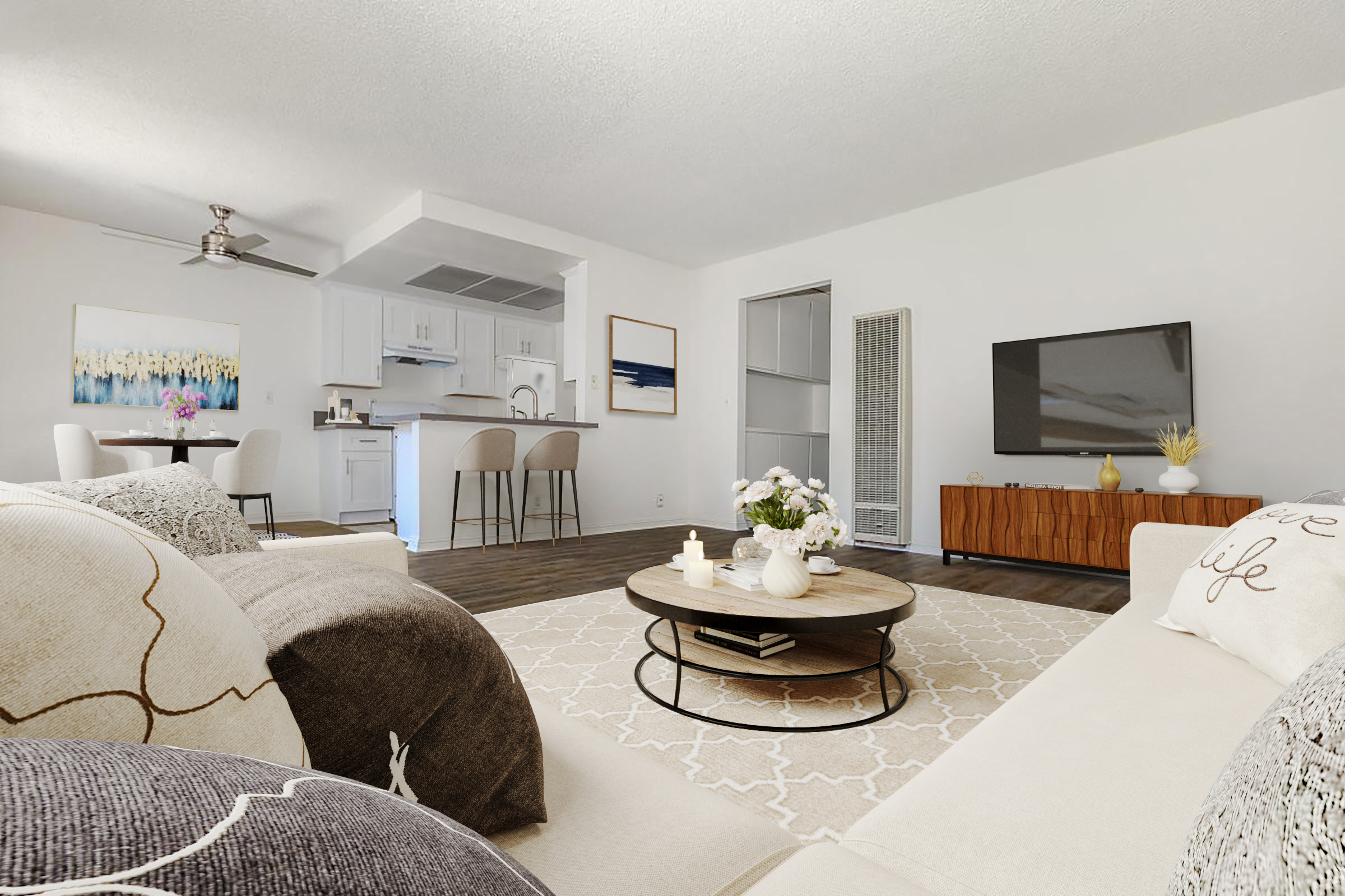 * Photos have been virtually staged for illustrative purposes. The furnishings, décor, and certain visual elements shown may not be present in the actual apartment.