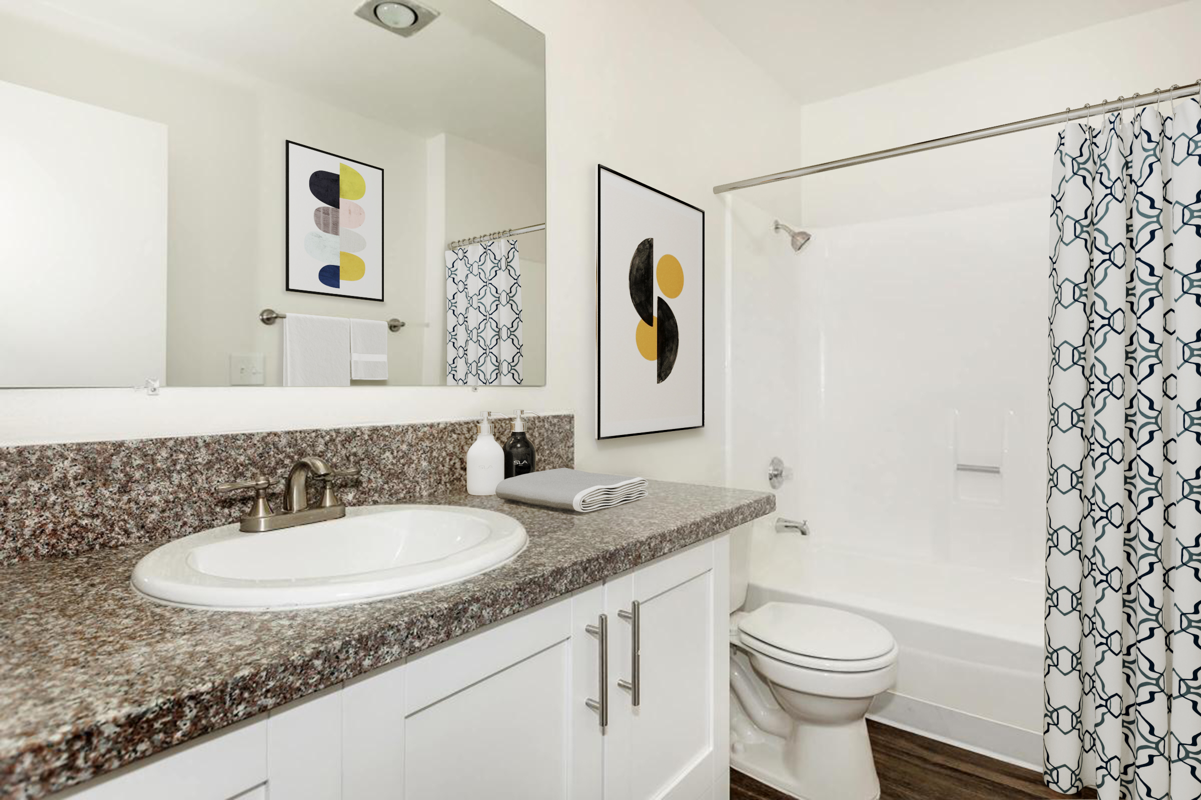 * Photos have been virtually staged for illustrative purposes. The furnishings, décor, and certain visual elements shown may not be present in the actual apartment.