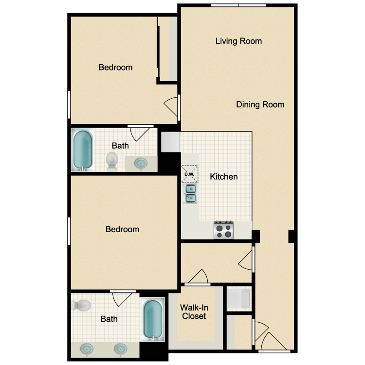 Floor plan image of 2 Bed 2 Bath A