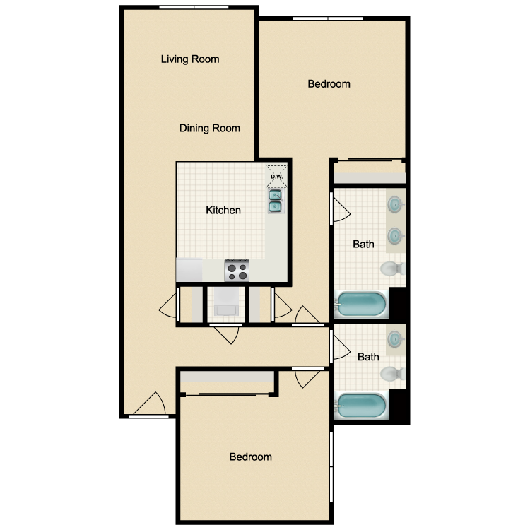 Floor plan image of 2 Bed 2 Bath B