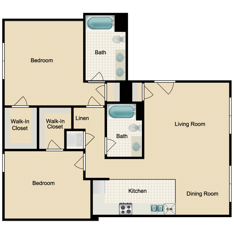 Floor plan image of 2 Bed 2 Bath C