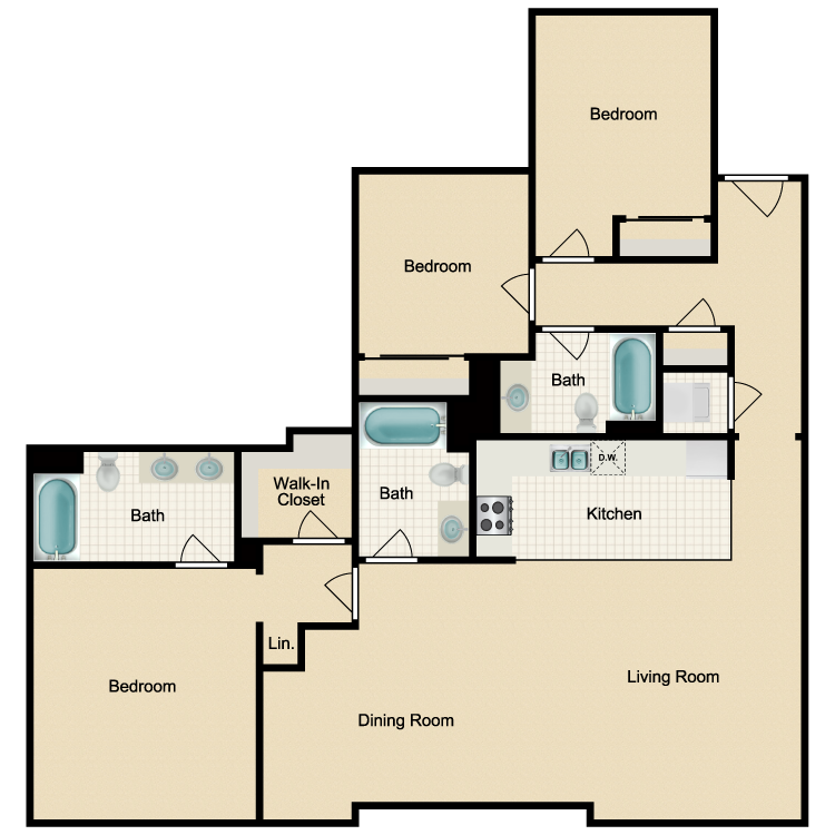 Floor plan image of 3 Bed 3 Bath A