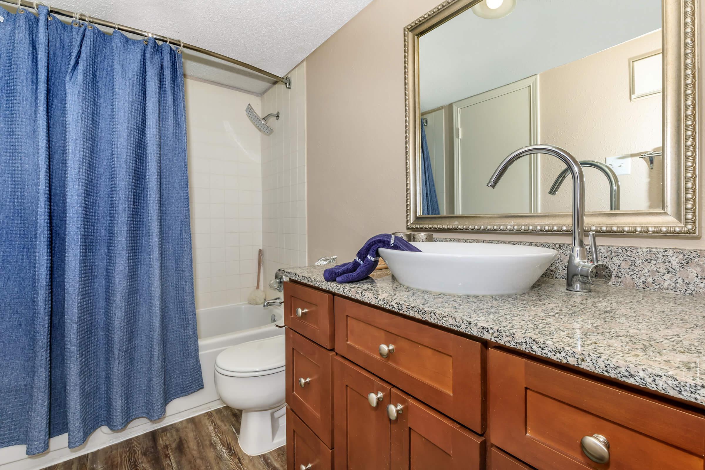 a shower curtain next to a sink